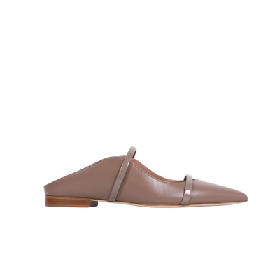 Maureen Flat Mules Leather Taupe/Taupe