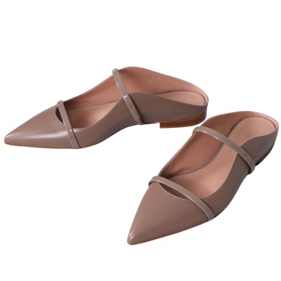 Maureen Flat Mules Leather Taupe/Taupe