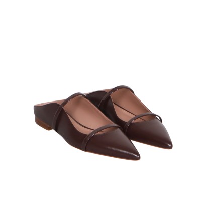 Maureen Flat Mules Leather Tobacco/Tobacco