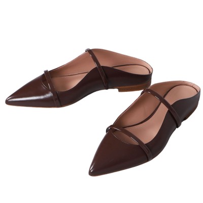 Maureen Flat Mules Leather Tobacco/Tobacco