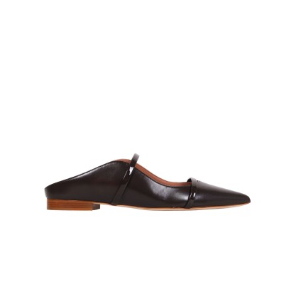 Maureen Flat Mules Leather Ebony/Ebony