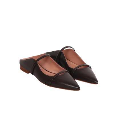 Maureen Flat Mules Leather Ebony/Ebony