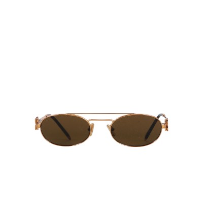 54ZS Logo Sunglasses Brass Gold Dark Brown