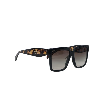 24ZS Sunglasses With Prada Logo Black Grey Gradient