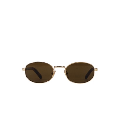 53S Sunglasses With The Iconic Metal Plaque Gold Dark Brown