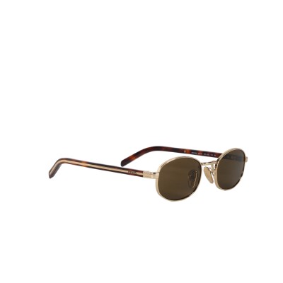 53S Sunglasses With The Iconic Metal Plaque Gold Dark Brown