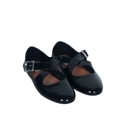 Criss Cross Ballerina Flat Balck