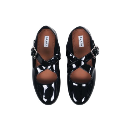 Criss Cross Ballerina Flat Balck