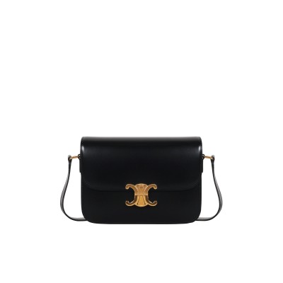 Teen Triomphe Bag In Shiny Calfskin Black