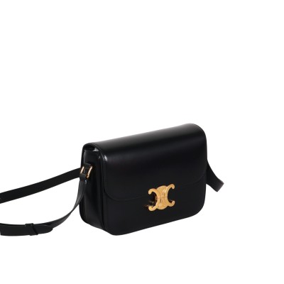 Teen Triomphe Bag In Shiny Calfskin Black