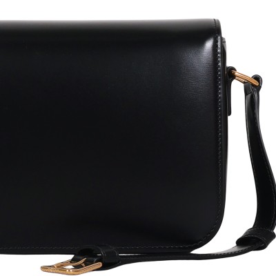 Teen Triomphe Bag In Shiny Calfskin Black