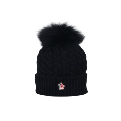 Wool Beanie With Pom pom Black