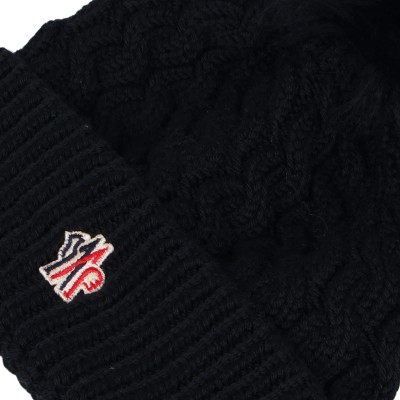 Wool Beanie With Pom pom Black