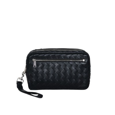 Intrecciato Pouch With Wristlet Black Silver