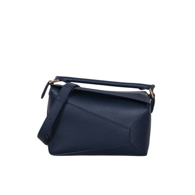Small Puzzle Edge Bag in Soft Grained Calfskin Deep Navy