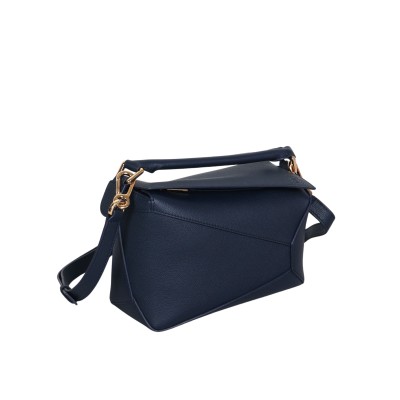 Small Puzzle Edge Bag in Soft Grained Calfskin Deep Navy