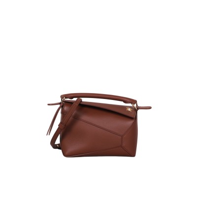 Hamster Mini Puzzle Bag in Nappa Calfskin Havana