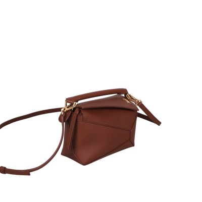 Hamster Mini Puzzle Bag in Nappa Calfskin Havana