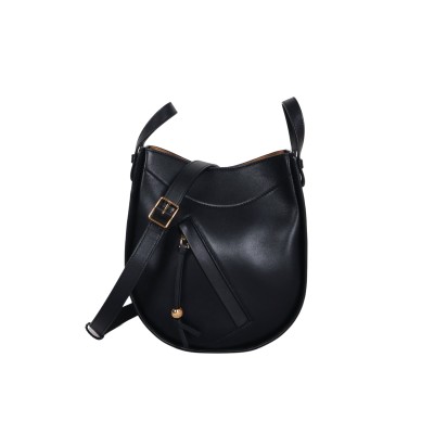 Hammock Slice Bag in Shiny Calfskin Black