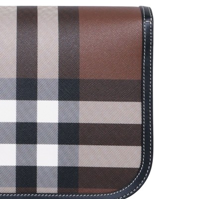Small Elizabeth Check And Leather Bag Dark Birch Brown