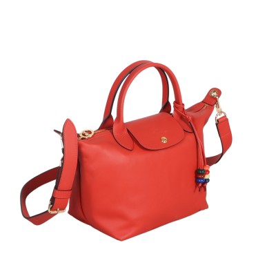 Le Pliage Xtra Leather S Handbag with Beaded Charm Sienna