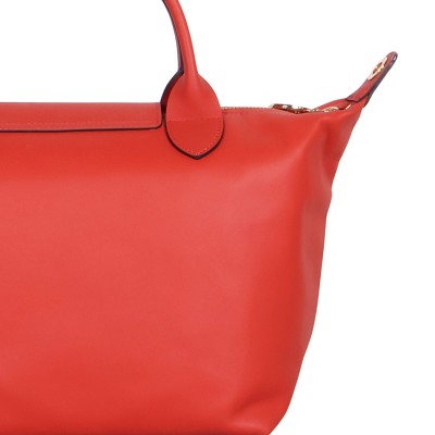 Le Pliage Xtra Leather S Handbag with Beaded Charm Sienna