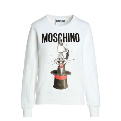 X Looney Tunes Bugs Bunny Sweatshirt White Logo Black Print