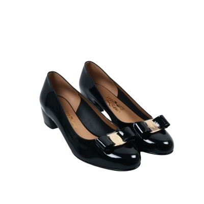 Vara Bow Pumps 3cm in Oxford Black Patent