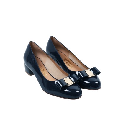 Vara Bow Pumps 3cm in Oxford Blue Patent