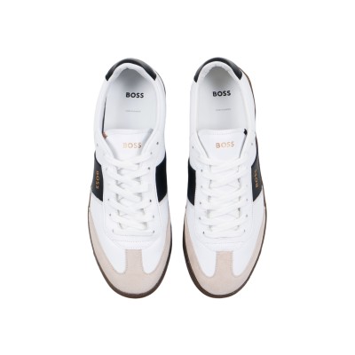 Sneakers Brandon Leather And Suede Trainers With Embossed Logo Open White