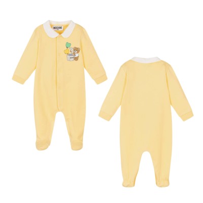 Baby Teddy Ballon Set Fleece Babygrows Yellow White