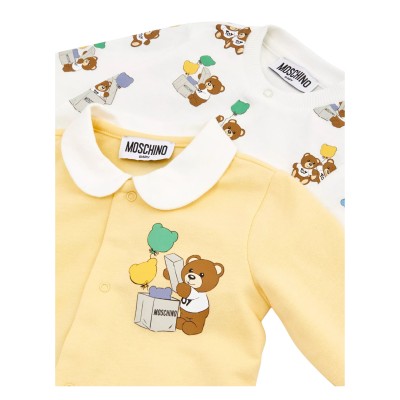 Baby Teddy Ballon Set Fleece Babygrows Yellow White