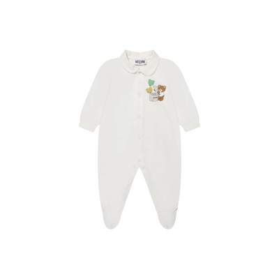 Baby Teddy Ballon Set Fleece Babygrows White Pink