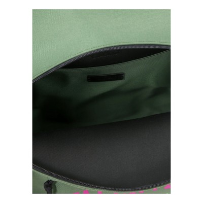Backpack Green Logo Print Fuschia