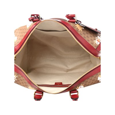 Doraemon Gold Monogram Medium Duffle Canvas Brown Red