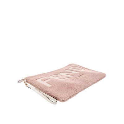 Sheepskin Clutch Pink with Logo