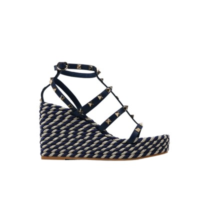 Rockstud Calfskin Wedges Sandal Worker