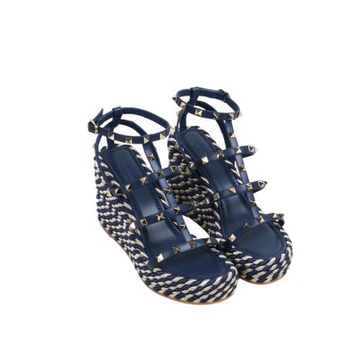 Rockstud Calfskin Wedges Sandal Worker