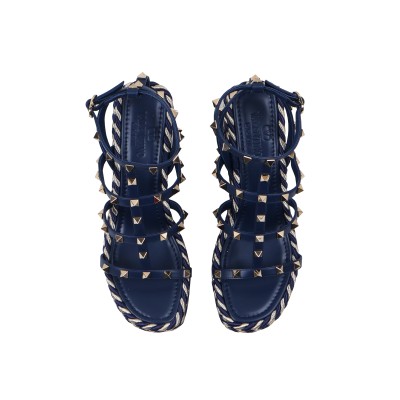 Rockstud Calfskin Wedges Sandal Worker