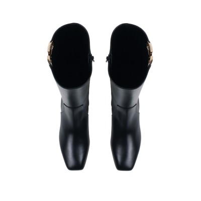 Vlogo Leather Knee High Boots Black