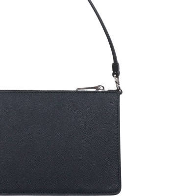 Triangle Logo Saffiano Lux Handbags Black
