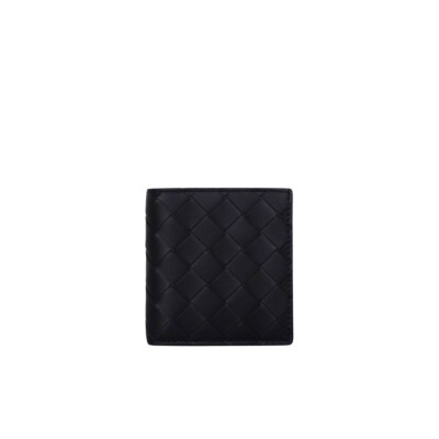 Intrecciato Slim Bi-Fold Wallet Black 6slot Card