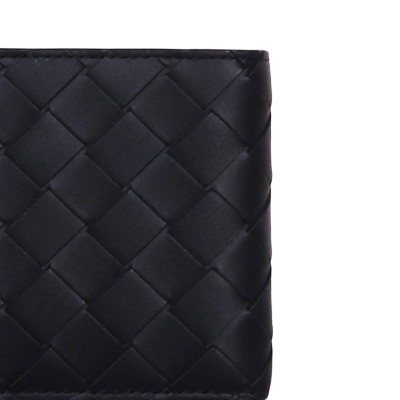 Intrecciato Slim Bi-Fold Wallet Black 6slot Card