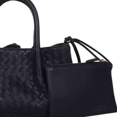 Small Pinacoteca Tote Bag In Intrecciato Black