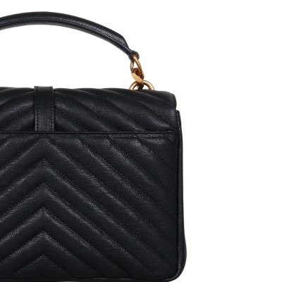 College Medium in Quilted Leather Black GHW