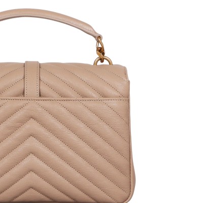 College Medium in Quilted Leather Dark Beige GHW