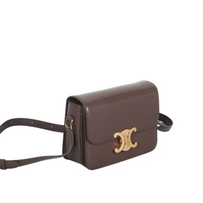 Teen Triomphe Bag in Shiny Calfskin Glazed Brown