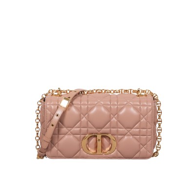 Medium Caro Bag Cannage Supple Calfskin Rose Des Vents