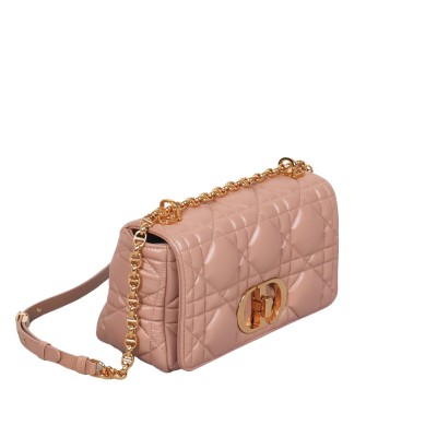 Medium Caro Bag Cannage Supple Calfskin Rose Des Vents