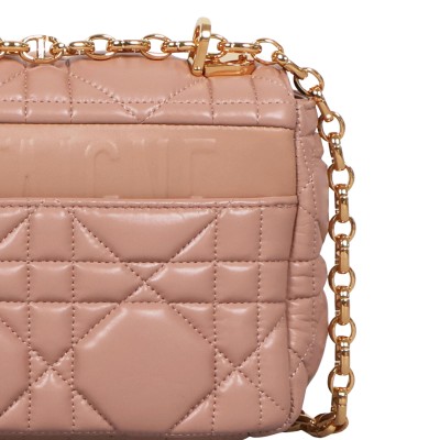 Medium Caro Bag Cannage Supple Calfskin Rose Des Vents